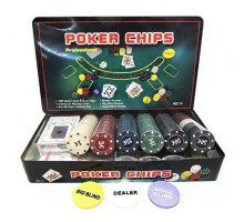 Настільна гра Johnshen Sports Покерний набір на 300 фішок без номіналу + сукно (бляшана коробка) (IG-3007)
