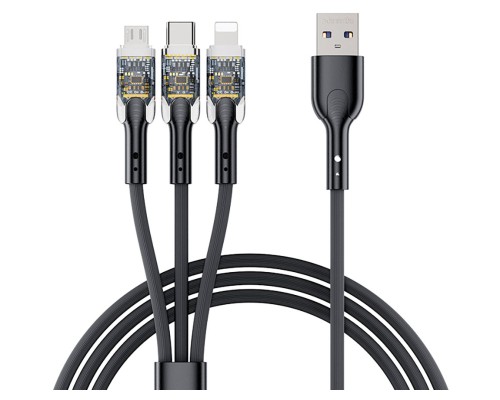 Дата кабель USB 2.0 AM to Lightning + Micro 5P + Type-C PD-B94th Black Proda (PD-B94th-BK)