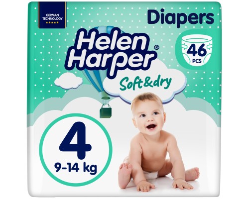 Підгузки Helen Harper Soft&Dry New Maxi Розмір 4 (9-14 кг) 46 шт (2316775) Підгузки Helen Harper Soft&Dry New Maxi Розмір 4 (9-14 кг) 46 шт (2316775)
