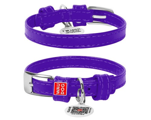 Нашийник для тварин WAUDOG Glamour з QR паспортом без прикрас Ш 9 мм Д 19-25 см фіолетовий (32019)