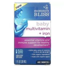 Мультивітамін Mommy's Bliss Дитячі полівітаміни з залізом для немовлят від 2 місяців (BAB-05614)