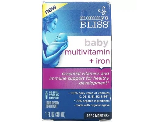 Мультивітамін Mommy's Bliss Дитячі полівітаміни з залізом для немовлят від 2 місяців (BAB-05614) Мультивітамін Mommy's Bliss Дитячі полівітаміни з залізом для немовлят від 2 місяців (BAB-05614)