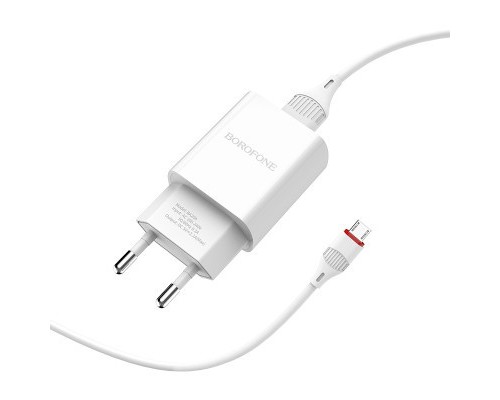 Зарядний пристрій BOROFONE BA20A Sharp charger set (Lightning) White (BA20AMW)