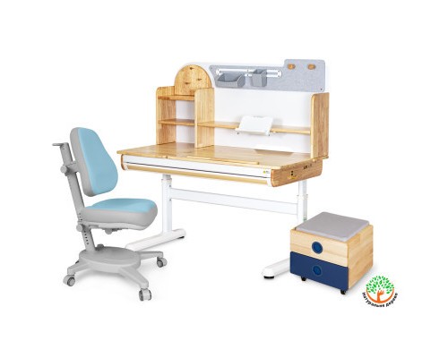 Парта з кріслом Mealux Timberdesk L (парта+кресло+тумба) (BD-690 L+ box BD 920-2 BL+Y-110 BLG)