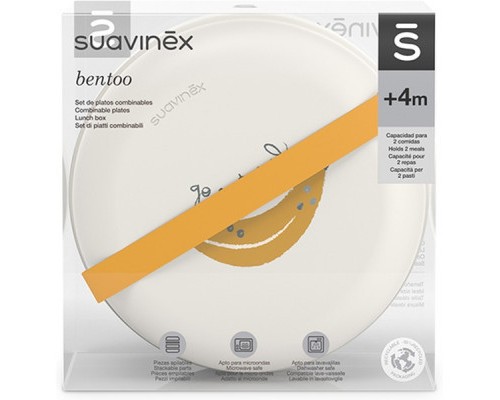 Набір дитячого посуду Suavinex Go natural комбінованих тарілок білий, жовтий банан (308051)