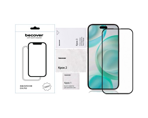 Скло захисне BeCover Apple iPhone 16 Pro Black (712124)