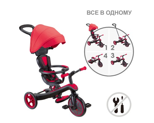 Дитячий велосипед Globber Explorer Trike 4 в 1, червоний (634-102)