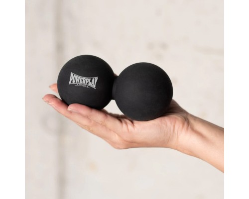 Масажний м'яч PowerPlay PP-4355 Silicone Lacrosse Peanut Ball (6.3х12.6см) Чорний (PP-4355_Black)