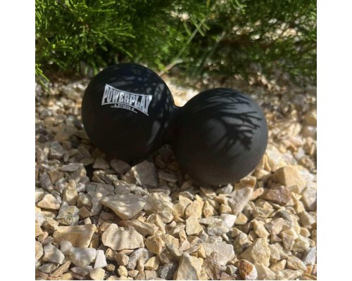 Масажний м'яч PowerPlay PP-4355 Silicone Lacrosse Peanut Ball (6.3х12.6см) Чорний (PP-4355_Black)