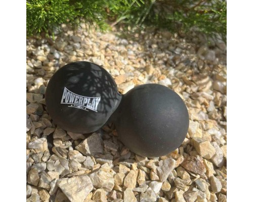 Масажний м'яч PowerPlay PP-4355 Silicone Lacrosse Peanut Ball (6.3х12.6см) Чорний (PP-4355_Black)