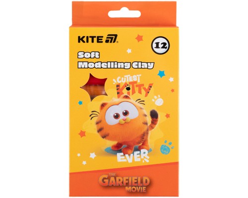 Пластилін Kite Garfield восковий, 12 кольорів, 200 г (GF25-086)