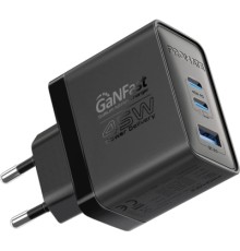Зарядний пристрій Promate powerport-45 2xUSB-C PD + USB-A QC 45W Black (powerport-45.black)