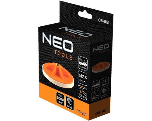 Круг зачистний Neo Tools полірувальний, губка середньої твердості , M14, 125x10мм (08-961)