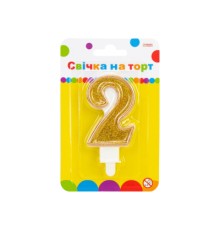 Свічка Maxi золотиста двостороння з блискітками 