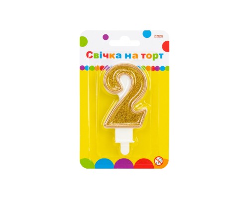 Свічка Maxi золотиста двостороння з блискітками 