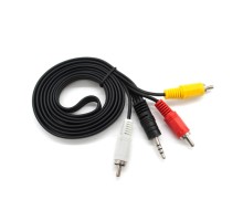 Кабель мультимедійний 3.5mm M to 3xRCA M 1.5m black Voltronic (YT-3.5(M)/3хRCA(M)-1.5Cu)