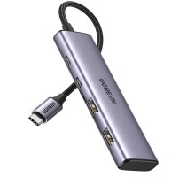 Концентратор Ugreen USB-C to 2xUSB 3.0 + 2xUSB-C CM473 gray (15395)
