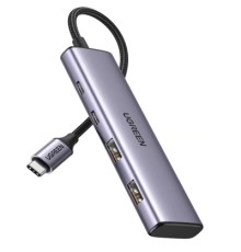 Концентратор Ugreen USB-C to 2xUSB 3.0 + 2xUSB-C CM473 gray (15395)