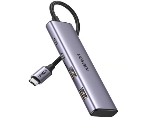 Концентратор Ugreen USB-C to 2xUSB 3.0 + 2xUSB-C CM473 gray (15395)