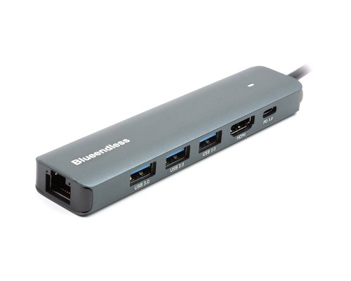 Концентратор Blueendless USB-C 6-in-1 3xUSB 3.0 + HDMI + RJ45 + USB-C PD100W (CA913909)