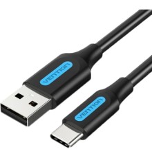 Дата кабель USB 2.0 A Male to C Male 3A Cable 1.5M Black VENTION (COKBG)