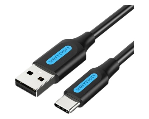 Дата кабель USB 2.0 A Male to C Male 3A Cable 1.5M Black VENTION (COKBG)