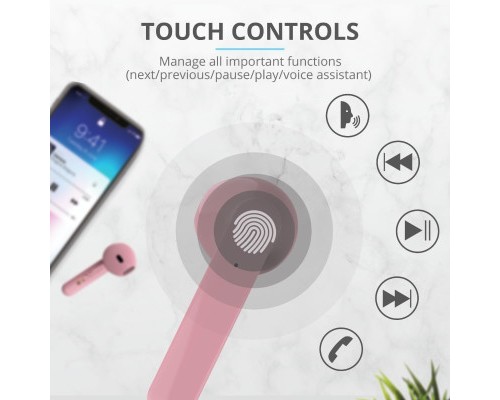 Навушники Trust Primo Touch True Wireless Mic Pink (23782)