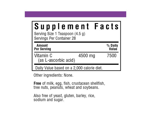 Вітамін Bluebonnet Nutrition Вітамін С в Кристалічній Формі, Vitamin C Crystals, 125 г (BLB0540)