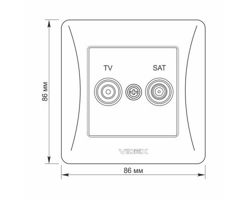 ТВ розетка Videx BINERA TV + SAT кінцева кремова (VF-BNSK2TVSATE-CR)