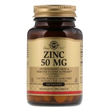 Мінерали Solgar Цинк, 50 мг, 100 таблеток (SOL-03720)