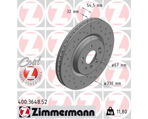 Гальмівний диск ZIMMERMANN 400.3648.52