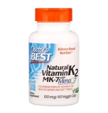 Вітамін Doctor's Best Вітамін К2 в Формі МК-7, Vitamin K2 as MK-7, 100 мкг, 60 кап (DRB-00334)