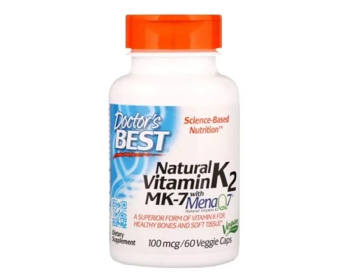 Вітамін Doctor's Best Вітамін К2 в Формі МК-7, Vitamin K2 as MK-7, 100 мкг, 60 кап (DRB-00334) Вітамін Doctor's Best Вітамін К2 в Формі МК-7, Vitamin K2 as MK-7, 100 мкг, 60 кап (DRB-00334)