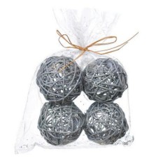 Ялинкова іграшка Jumi кульки ротангові, 4 шт, сірі (5900410670242)