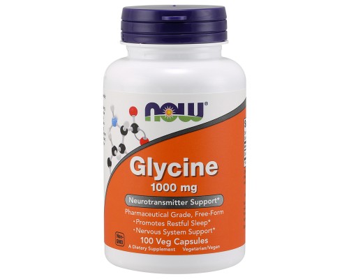 Амінокислота Now Foods Гліцин 1000 мг, 100 вегетаріанських капсул (NOW-00107)