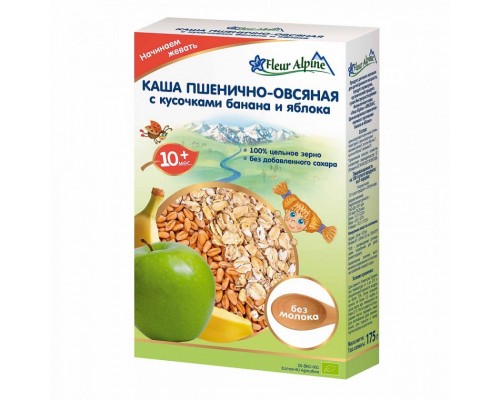 Дитяча каша Fleur Alpine пшенично-вівсяна з бананом і яблуком 175 г (4006303002778) Дитяча каша Fleur Alpine пшенично-вівсяна з бананом і яблуком 175 г (4006303002778)