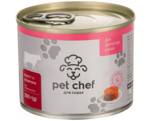Консерви для собак Pet Chef паштет з яловичиною 200 г (4820255190136)