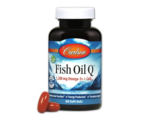 Антиоксидант Carlson Омега-3+ Коензим Q10, Fish Oil Q, 60 гелевих капсул (CL1673) 