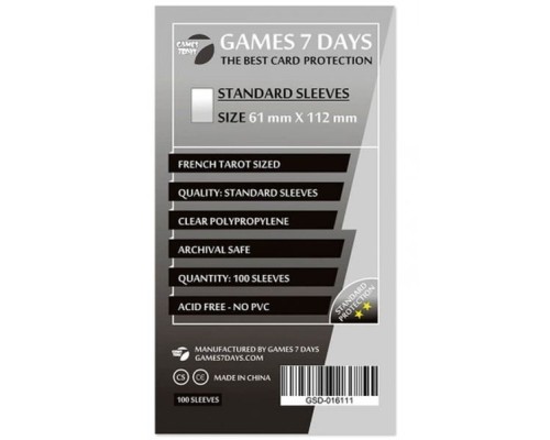 Протектор для карт Games7Days 61 х 112 мм, French Tarot, 100 шт (STANDART) (GSD-016111) Протектор для карт Games7Days 61 х 112 мм, French Tarot, 100 шт (STANDART) (GSD-016111)