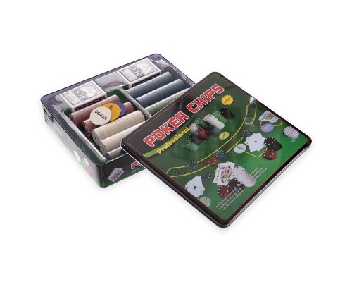 Настільна гра Johnshen Sports Покерний набір на 500 фішок без номіналу + сукно (бляшана коробка) (IG-3006)