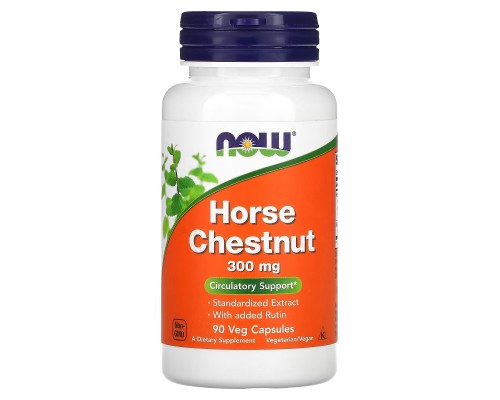 Трави Now Foods Кінський каштан, 300 мг, Horse Chestnut, 90 вегетаріанських капсул (NOW-04713)
