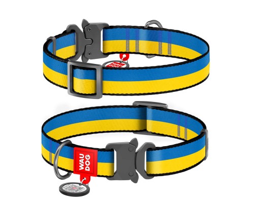 Нашийник для тварин WAUDOG Nylon з QR паспортом Colors of freedom металева пряжка-фастекс S (4505-4020)