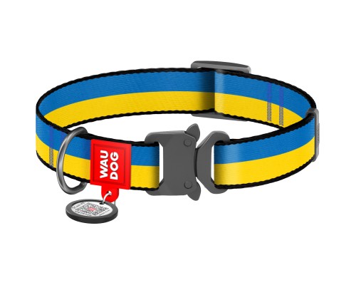 Нашийник для тварин WAUDOG Nylon з QR паспортом Colors of freedom металева пряжка-фастекс S (4505-4020)