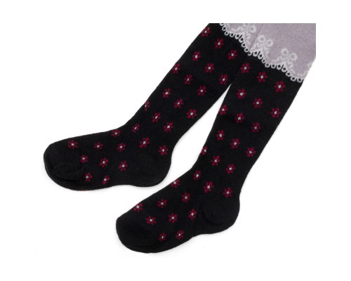 Колготки дитячі UCS Socks з квіточками (M0C0301-2289-86G-black)
