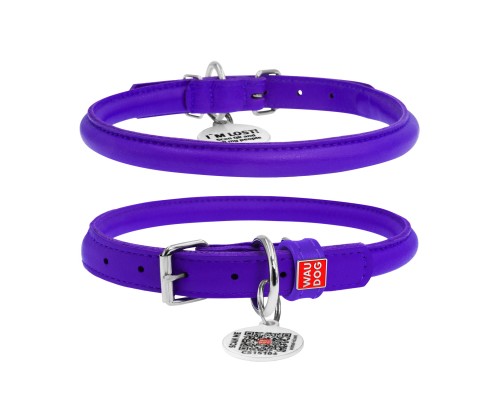 Нашийник для тварин WAUDOG Glamour з QR паспортом, круглий, XS фіолетовий (22269)