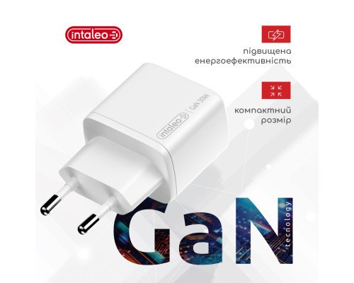 Зарядний пристрій Intaleo 30W GAN USB-C PD+USB-A QC 3.0 white (1283126578274)