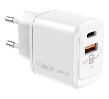 Зарядний пристрій Intaleo 30W GAN USB-C PD+USB-A QC 3.0 white (1283126578274)