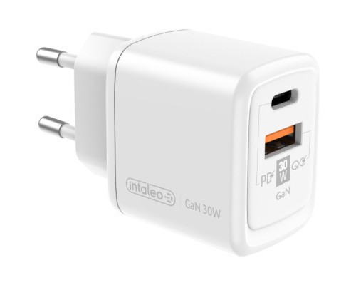 Зарядний пристрій Intaleo 30W GAN USB-C PD+USB-A QC 3.0 white (1283126578274)