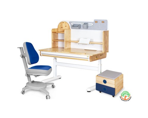 Парта з кріслом Mealux Timberdesk L (парта+кресло+тумба) (BD-690 L+ box BD 920-2 BL+Y-110 DBG)