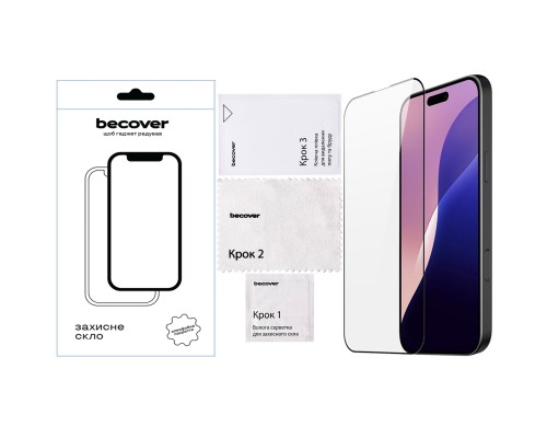 Скло захисне BeCover Apple iPhone 16 Pro Max Black (712125)